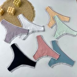 Стрінги в рубчик з вставками рюш