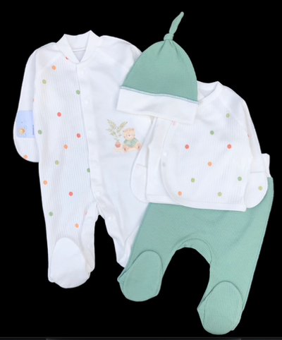 Комплект 4в1: чоловічок, сорочечка, повзунки та шапочка "Принт", інтерлок ТМ "Happy ТОТ" (62 см)