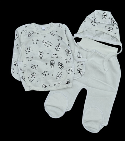 Комплект 3в1: сорочечка, повзунки, шапочка "Milk", футер ТМ "UA" (56 см)