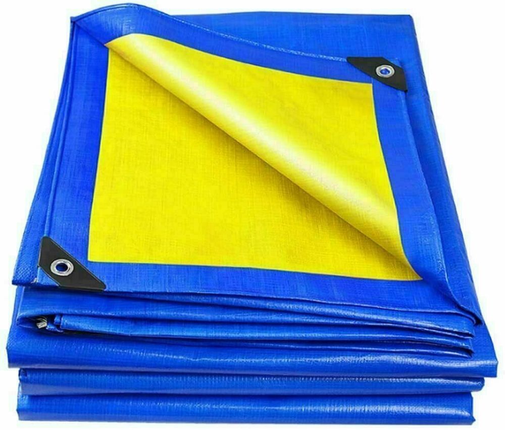 Тент 6х8м. Желто-синий. "Патриот". Плотность 90г\м2. От дождя, снега для тени. Усиленный край