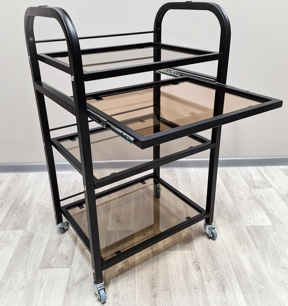 Косметологическая тележка стекло R-4v black