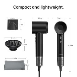 Комплект фен Laifen Swift Premium професійний із сумкою, 2 насадки, чорний