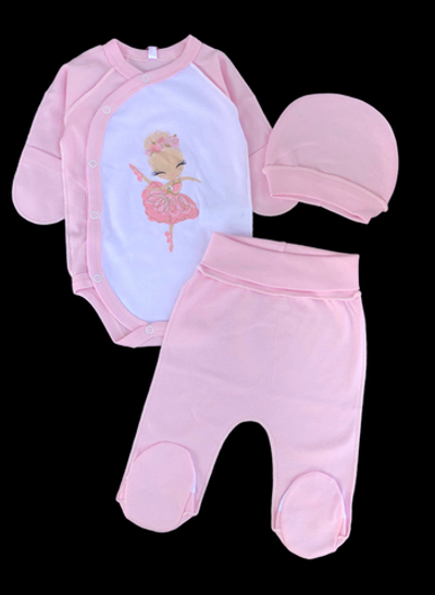 Комплект 3в1: боді з довгим рукавом, повзунки, шапочка «Spring”, інтерлок  ТМ “Yeeha”