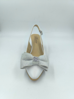 Белые женские туфли из искусственной кожи с бантом и открытой пяткой/размеры 35-40