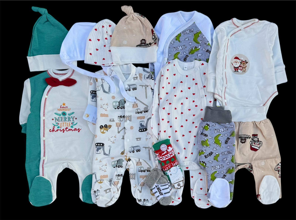 Гарний набір одягу для новонародженої дитини, якісний одяг для немовлят, зима, зріст 56 см, бавовна