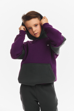 Дитячий спортивний утеплений костюм Kindamor Active Heat Grey/Purple, фліс для хлопчика
