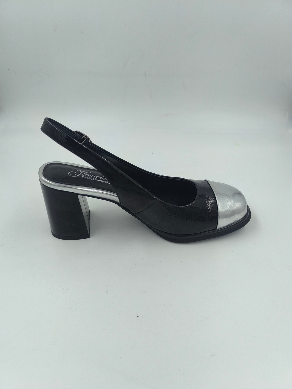 Женские туфли с серебристым носком и открытой пяткой/размеры 35-40