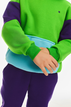 Дитячий спортивний утеплений костюм Kindamor Cozy Champion Purple/Green, фліс для хлопчика