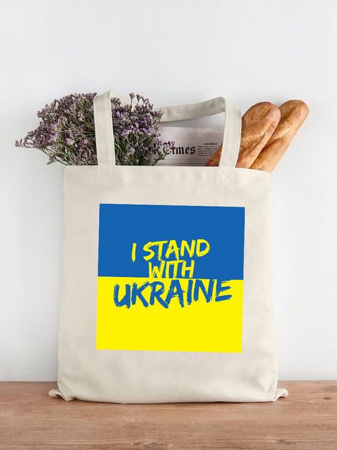 Екосумка-шопер з двунитки бежева I stand with Ukraine-2 Love&Live