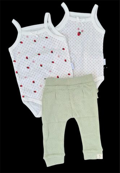 Набір одягу для дівчинки: боді-майки, штани "Strawberry", рібана ажур ТМ "Andy Wawa", ТМ "George" (62 см)