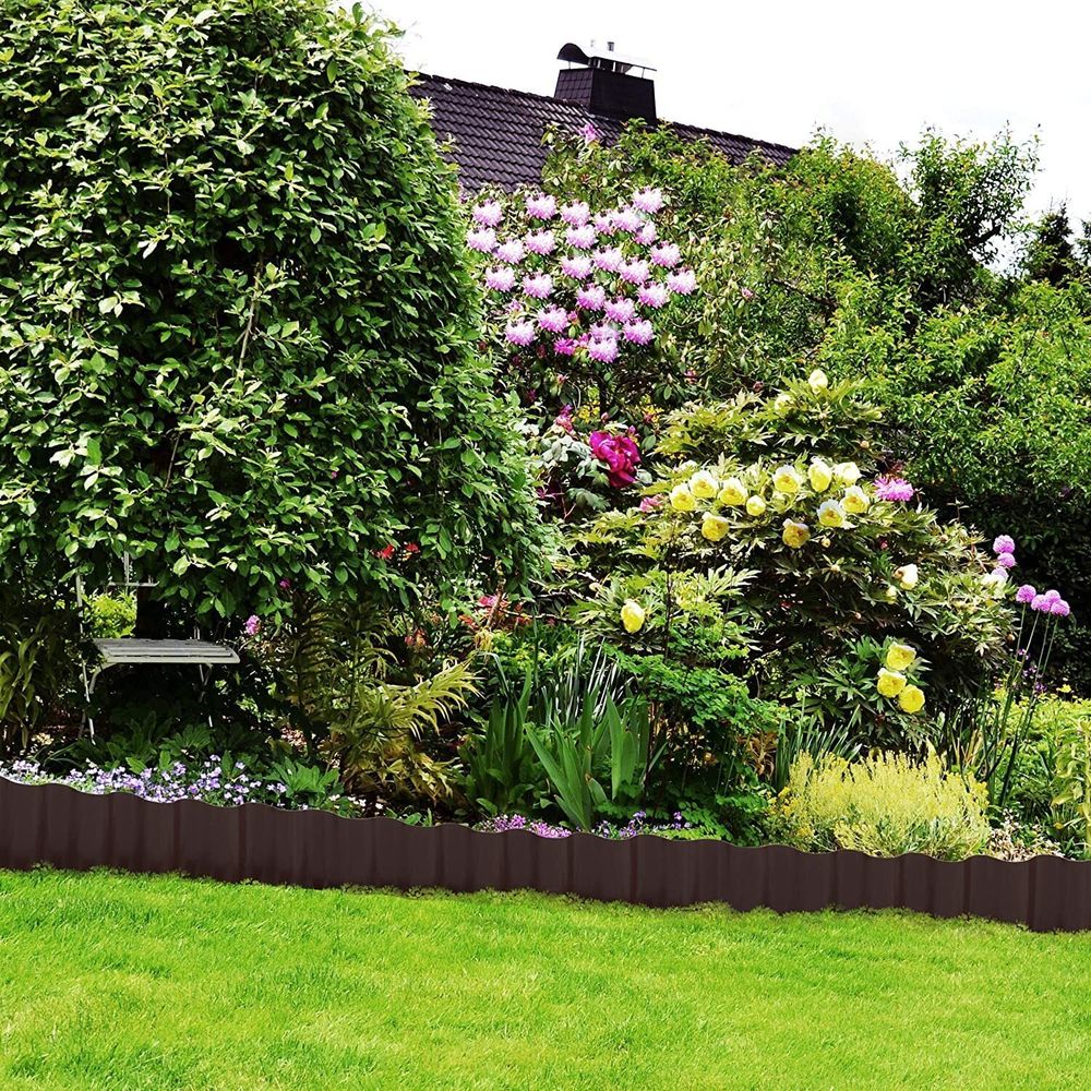 Бордюрная лента садовая, волнистая, 20см х 9м коричневая