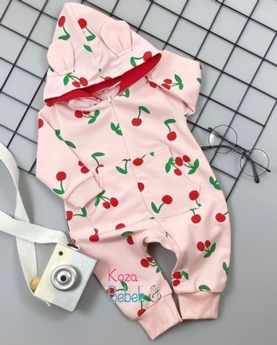 Ромпер з капюшоном "Вишенька", двунитка "Murat Baby" (62-68 см)