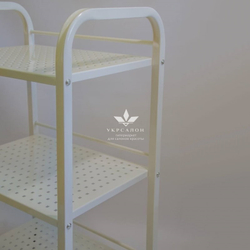 Косметологическая тележка с перфорированными полочками белая S8-p-w