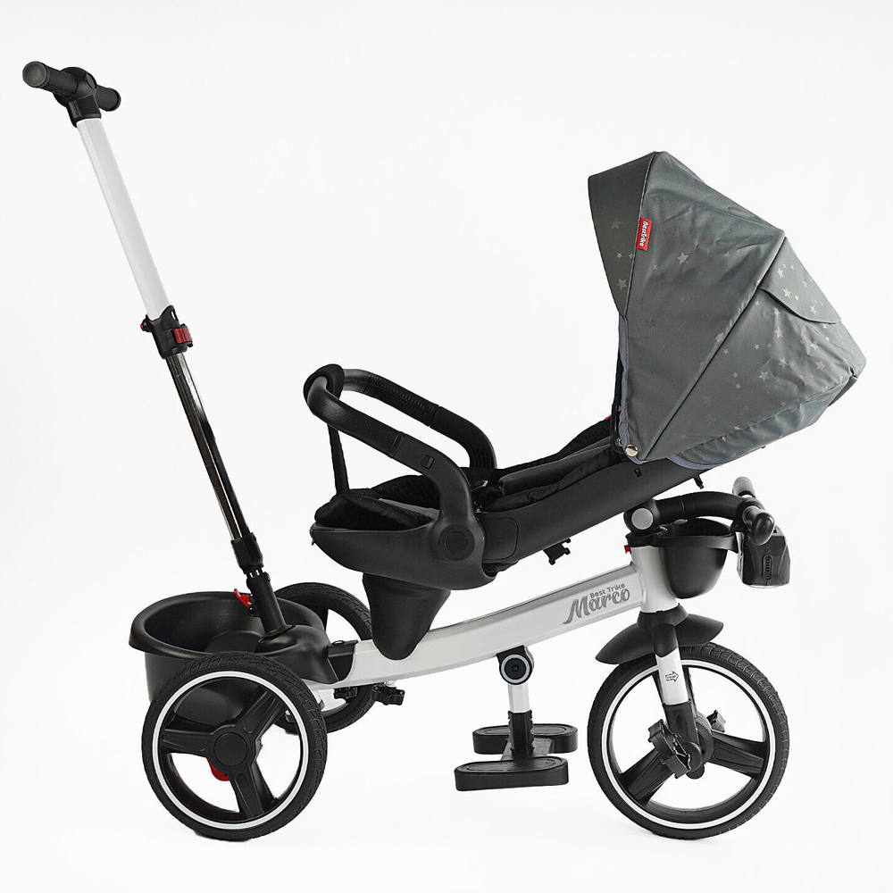 Детский трехколесный велосипед Best Trike Marco 9155 PU, складной руль, музыкальная фара, с родительской ручкой
