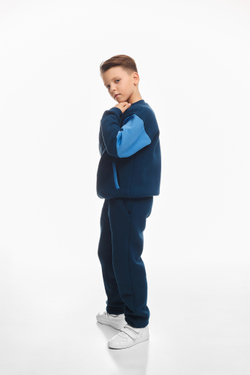 Дитячий спортивний утеплений костюм Kindamor Little Explorer Blue, фліс, на змійці, для хлопчика