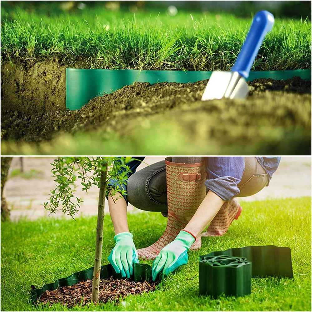 Бордюрная лента садовая, волнистая, 15см х 9м зеленая