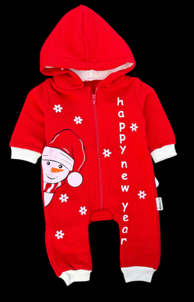 Чоловічок з капюшоном "Новорічний", двунитка з начосом ТМ "Necix's" (56-62 см)
