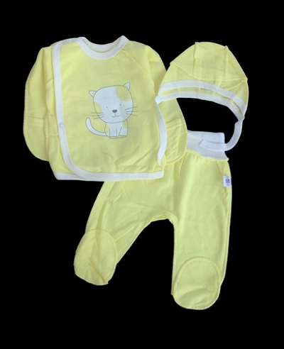 Комплект 3в1: льоля, повзунки, шапочка"Котик", футер ТМ "Пеппі" (62 см)