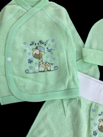 Комплект 3в1 "Принт", рібана трансфер: льоля, повзунки, шапочка ТМ “Happy ТОТ” (56 см)