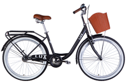 Велосипед городской 26 дюймов Dorozhnik Lux Velosteel 2025 с корзиной и багажником, рама 17"