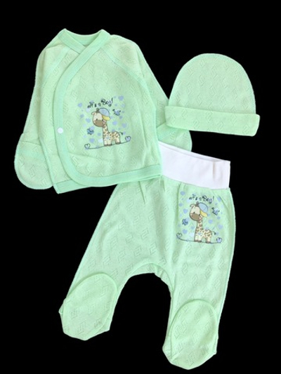 Комплект 3в1 "Принт", рібана трансфер: льоля, повзунки, шапочка ТМ “Happy ТОТ” (56 см)