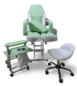 Педикюрное кресло с подставкой и вытяжкой Tertio, клином и стульчиком