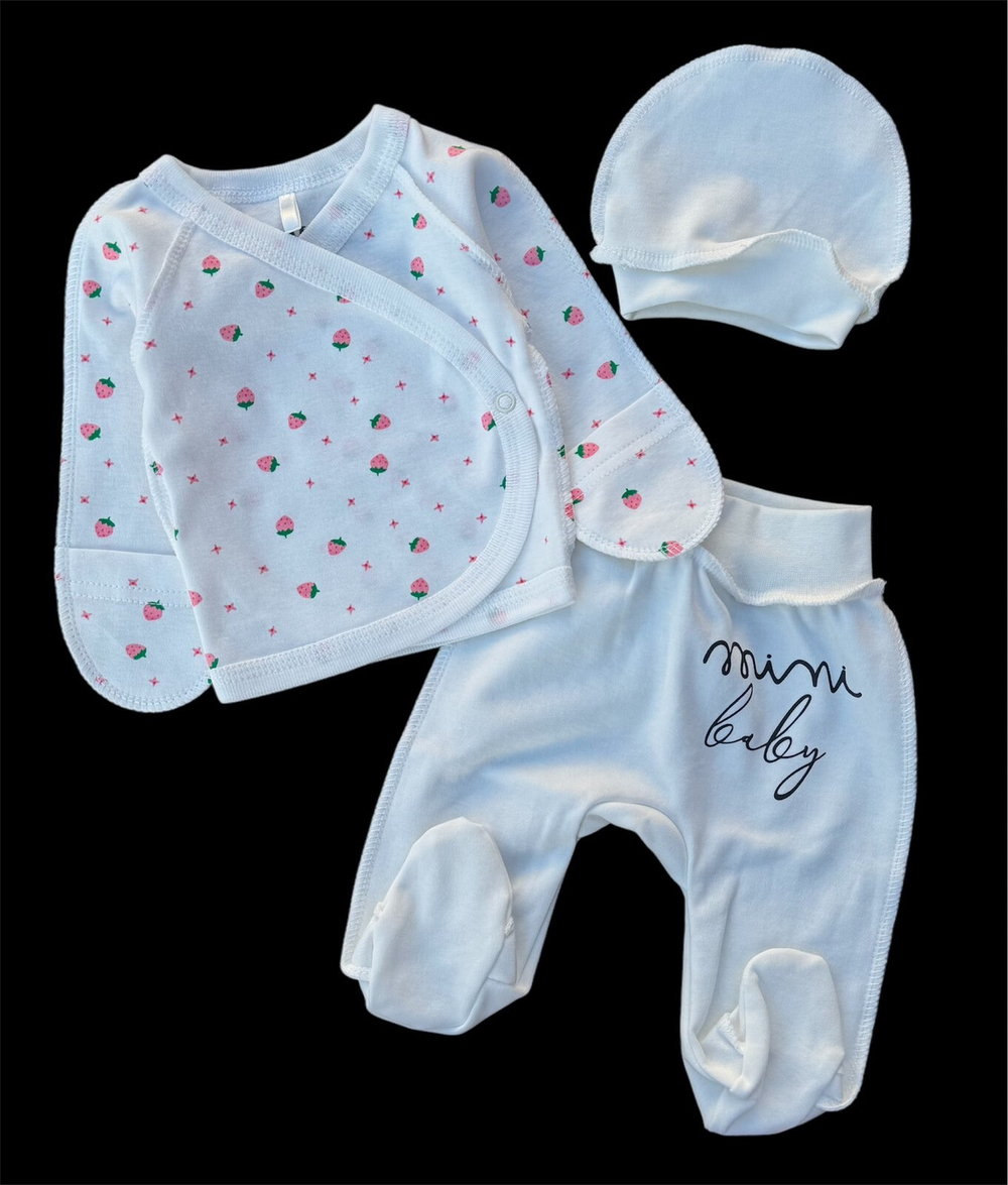 Комплект 3в1: сорочечка, повзунки, шапочка "Mini baby", інтерлок ТМ "Sweet Mario" (56 см)
