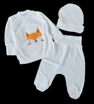 Комплект 3в1: льоля, повзунки, шапочка "Лис", рібана ажур ТМ "Merry bee" (56 см)