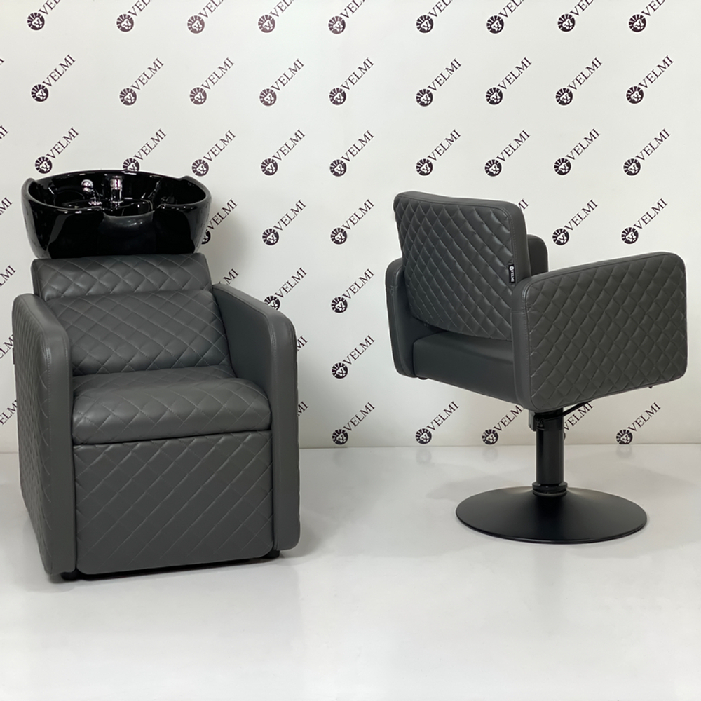 Комплект парикмахерской мебели Polo Premium Lux Black на диске