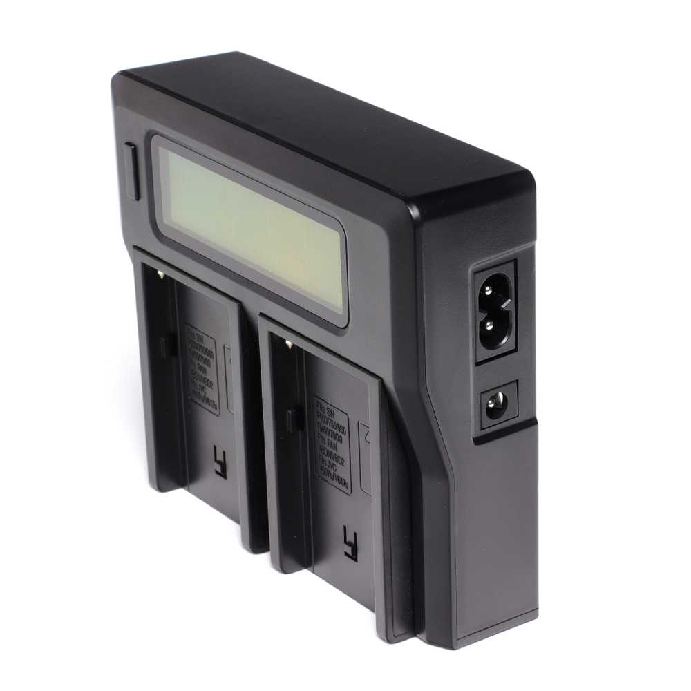 Зарядний пристрій для двох NP-F акумуляторів Dual DC-LCD + USB 5V 2,1A