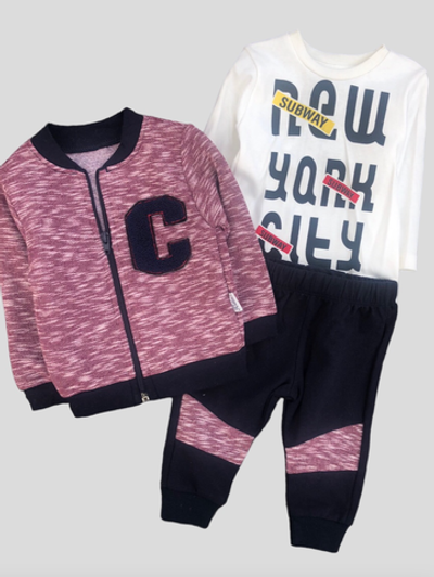 Костюм 3в1: кофта, штани, реглан "С", двунитка з начосом, двунитка, бавовна TM "Kidex's"