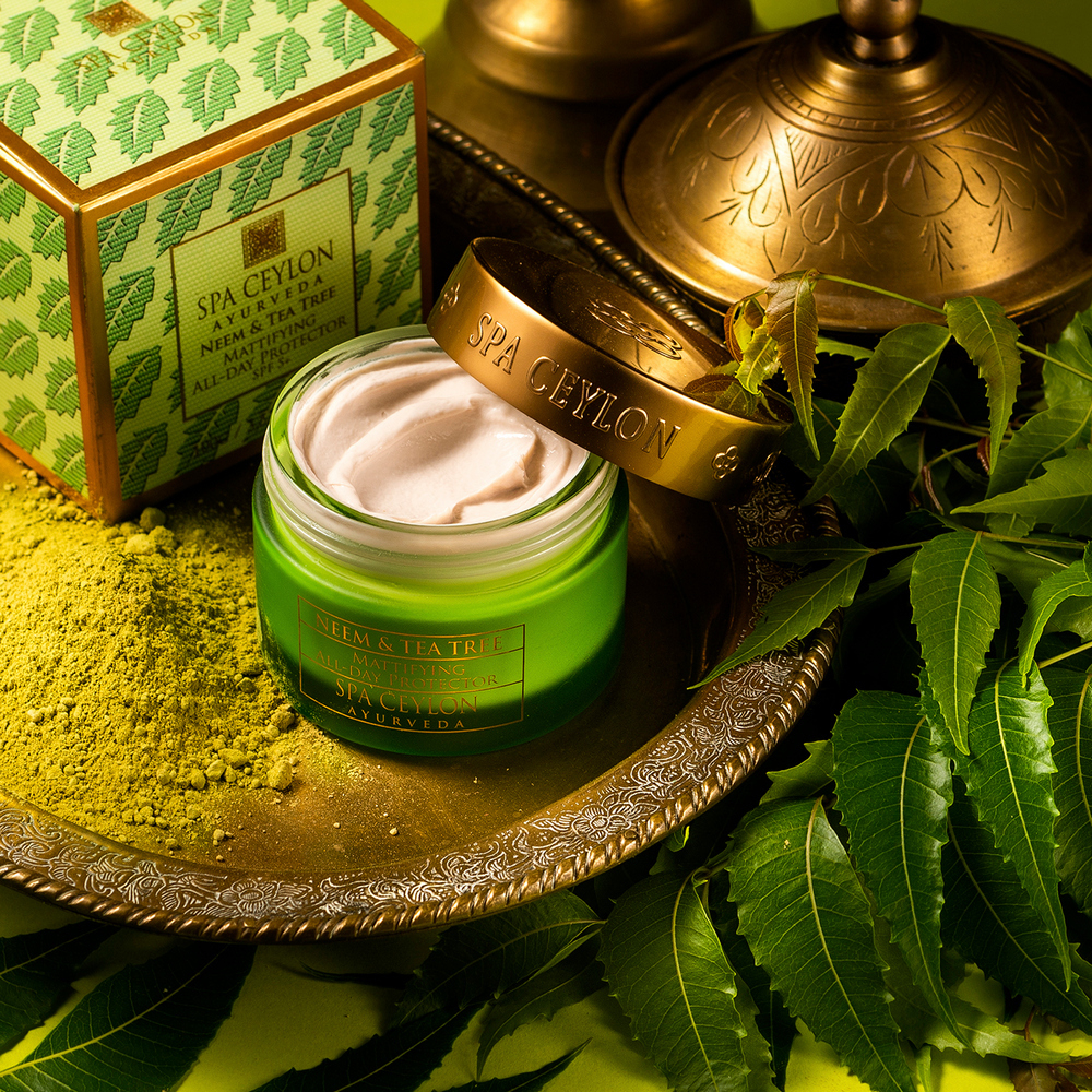 Денний крем протектор для жирної та проблемної шкіри SPF5 Маргоза та чайне дерево 100 г, SPA Ceylon