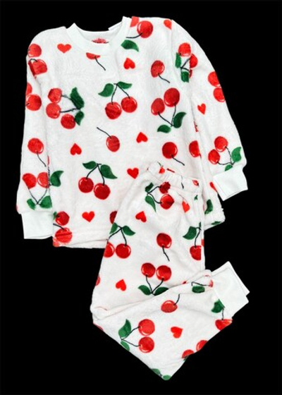 Костюм для дому та сну (піжама) "Вишеньки": реглан, штани, набивна махра ТМ "Ua"