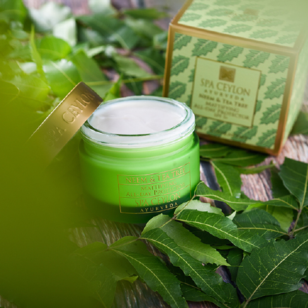 Денний крем протектор для жирної та проблемної шкіри SPF5 Маргоза та чайне дерево 100 г, SPA Ceylon