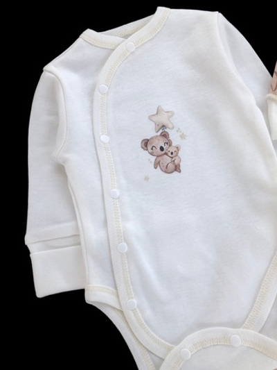 Комплект 3в1: боді з довгим рукавом, повзунки, шапочка "Принт", інтерлок ТМ "Happy ToT"