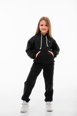 Дитячий спортивний утеплений костюм Kindamor Warm Autumn Black для дівчинки, фліс чорний
