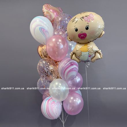 Шары на выписку девочки с фигуркой baby