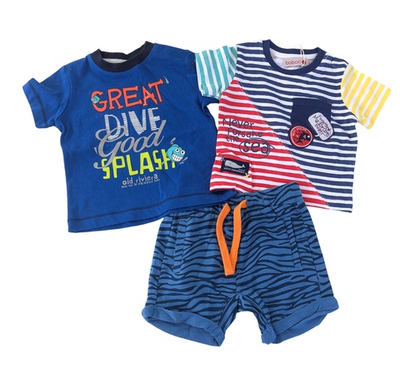 Костюм 3в1: шорти, футболки "Sea", бавовна, двунитка ТМ "Boboli", ТМ "OVS" ТМ "Disney" (62 см)