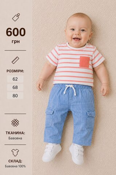 Дитячий костюм для хлопчика: футболка + штани, бавовна ТМ "Idilbaby&Mamino"