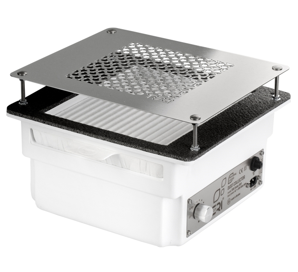 Врезная маникюрная вытяжка с HEPA фильтром Teri Turbo, цвет белый (сетка металлик)