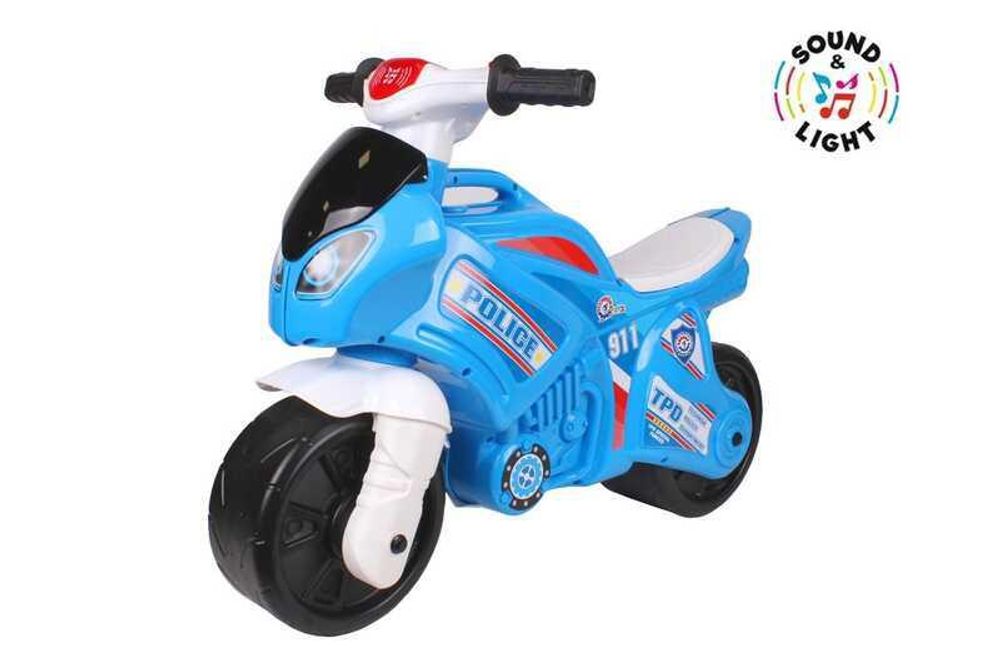 Детская каталка-толокар полицейский мотоцикл 6467 Technok Toys со световыми и звуковыми эффектами, голубой