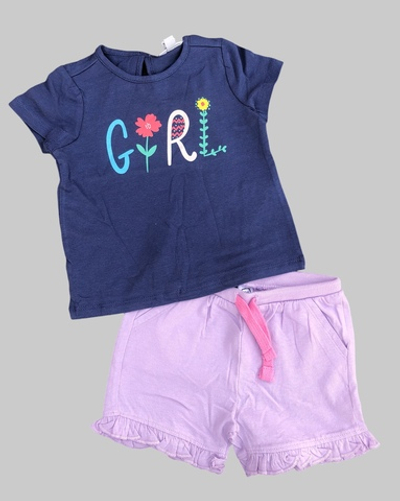 Костюм 2в1: футболка, шорти "Girl", бавовна ТМ "OVS, "ТМ "Cool club" (74 см)