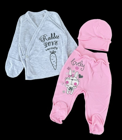 Комплект 3в1: льоля, повзунки, шапочка "Принт", інтерлок ТМ "UA" (56-62 см)