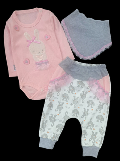 Костюм 3в1: боді з довгим рукавом, штани, слюнявчик ТМ "Golsen"