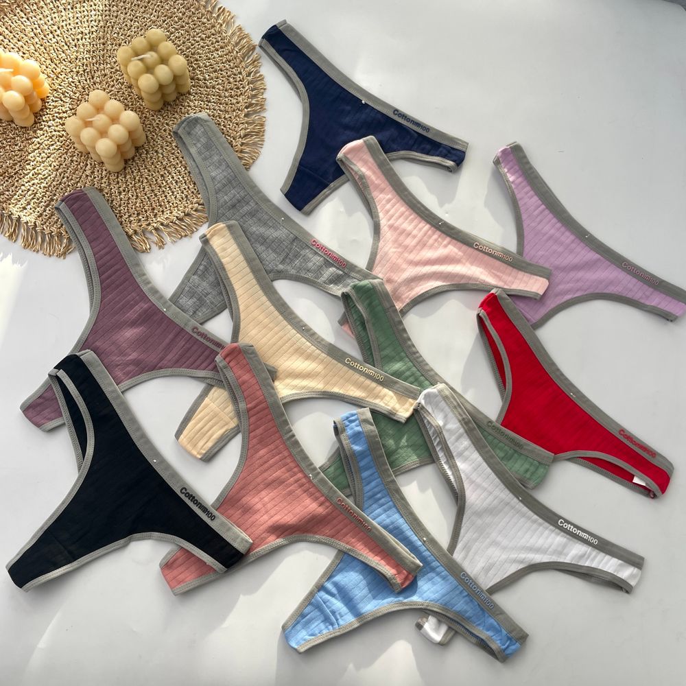 Стрінги в рубчик з широкою резинкою