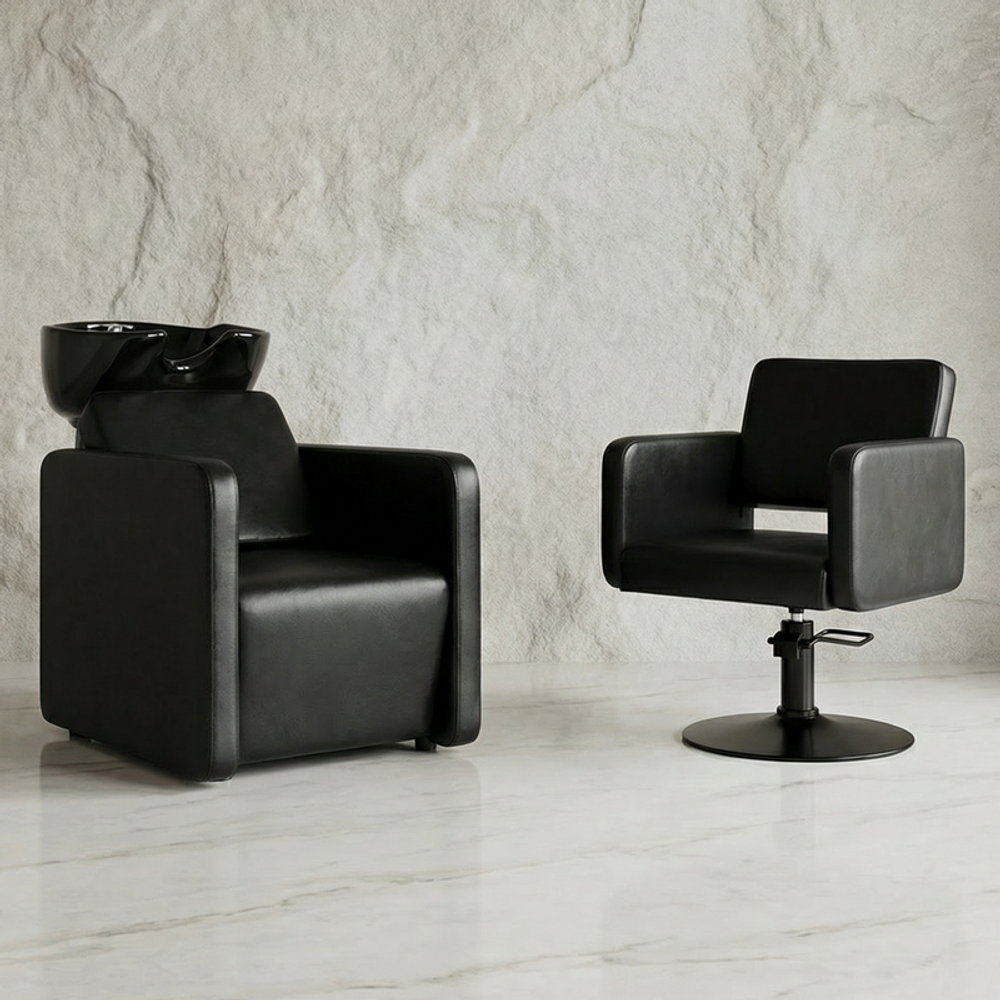 Комплект парикмахерской мебели Polo Black на диске