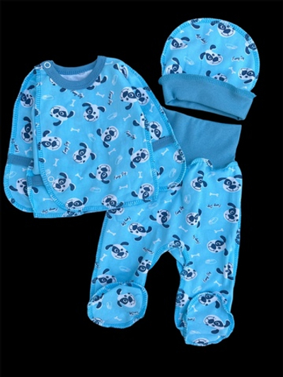 Комплект 3в1: сорочечка, повзунки, шапочка "Малючок", футер ТМ “Пташка”