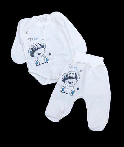 Комплект 2в1: боді з довгим рукавом, повзуни "Ведмедик", футер ТМ "All" (62 см)