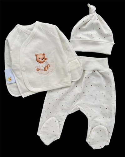Комплект 3в1: льоля, повзунки, шапочка "Ведмежа", футер ТМ “Happy ТОТ” (56 см)