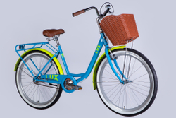 Велосипед городской 26 дюймов Dorozhnik Lux Velosteel 2025 с корзиной и багажником, рама 17"